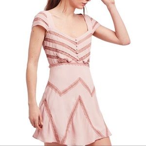 NEW FREE PEOPLE LACE SHADOW-STRIPE MINI DRESS